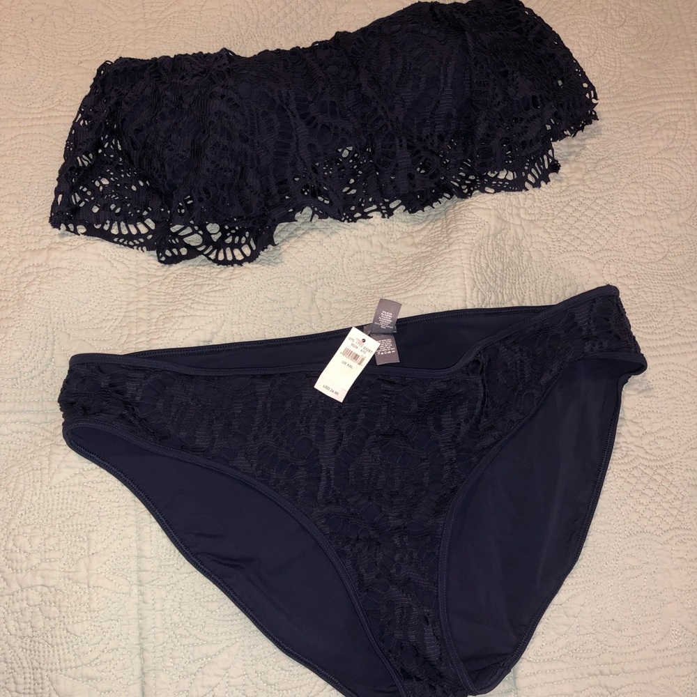 Navy Lace Bathing Suit